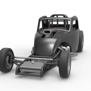 Front engine old school dragster with shell V11 Scale 1:25 - Model thumbnail 5