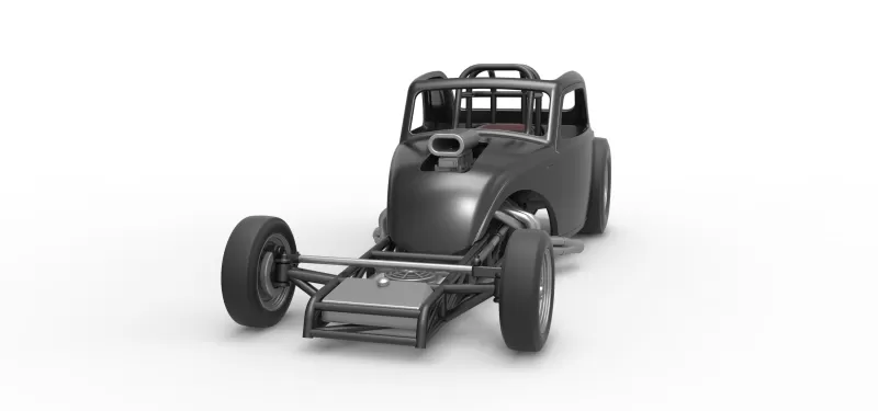 Front engine old school dragster with shell V11 Scale 1:25 - Model preview 5
