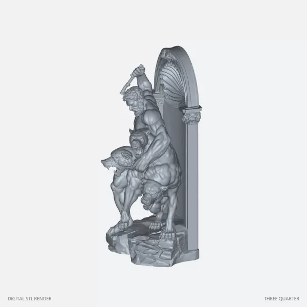 Heracles and Three-Headed Hound Diorama - 100 mm STL - Model preview 1