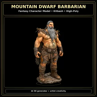 Fantasy Dwarf Warrior Pack – Fantasy Character Model Kitbash - Model thumbnail 6