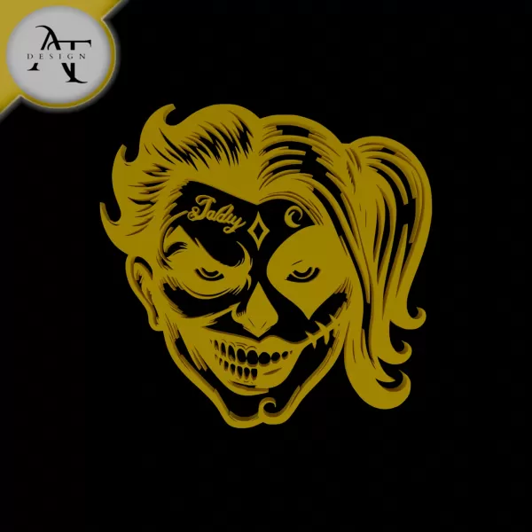 Joker and Harley Quinn - Silhouette - 2D Wall Art Decor - Model preview 1