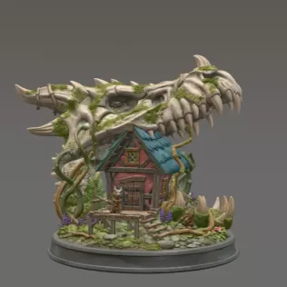 Dragon Skull Cottage STL File for 3D Print - Model thumbnail 7