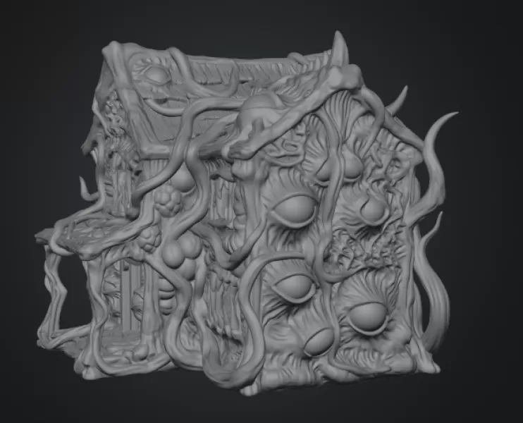 Flesh Monster Cottage STL for 3D Printing - Model preview 8