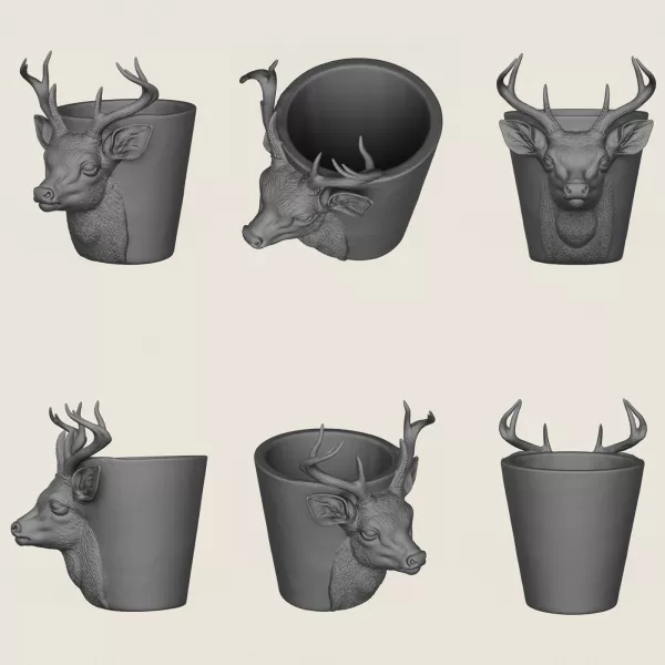 Planter Collection (6 Animal Head Planter) - Model preview 5