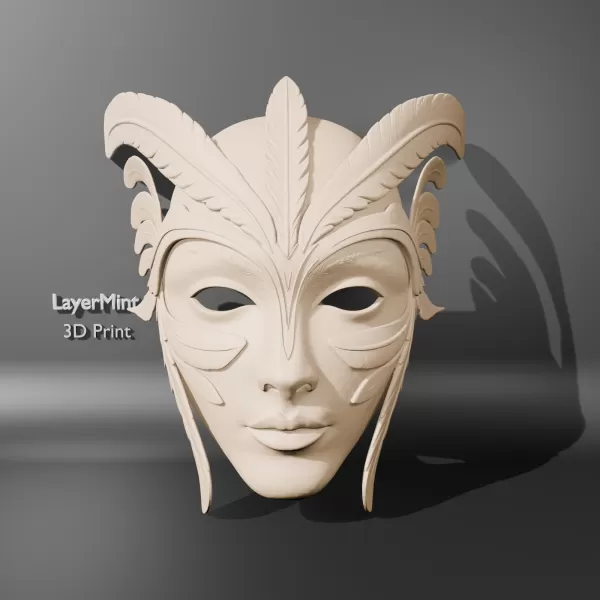 Elegant Fantasy Feather Mask - Model preview 1