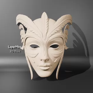 Elegant Fantasy Feather Mask - Model thumbnail 1