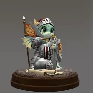 Cute Fantasy Warrior Dragon STL File for 3D Printing - Model thumbnail 7