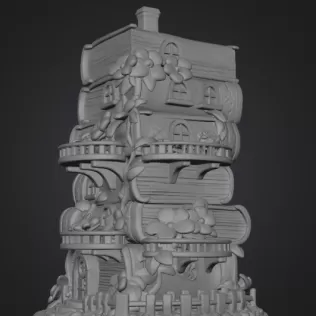 Enchanted Book Tower House STL File 3D Printable - Model thumbnail 8