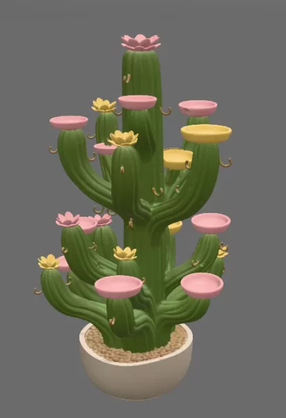 Blooming Cactus Jewelry Organizer STL File for 3D Print - Model preview 8