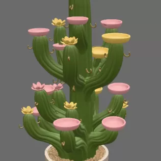 Blooming Cactus Jewelry Organizer STL File for 3D Print - Model thumbnail 8