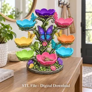 Butterfly Flower Bowl Organizer STL File for 3D Print - Model thumbnail 3