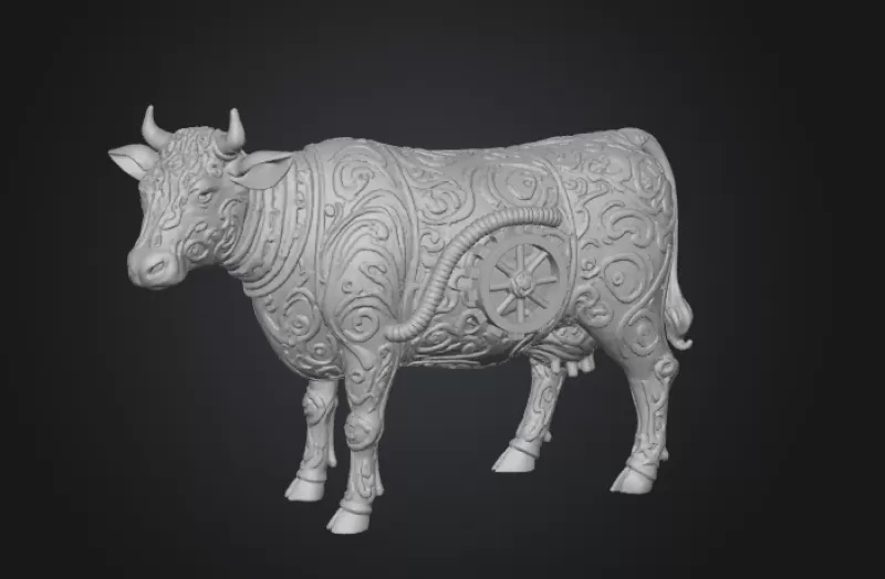 Ornate Bull Statue — Steampunk Filigree Model - Model preview 2