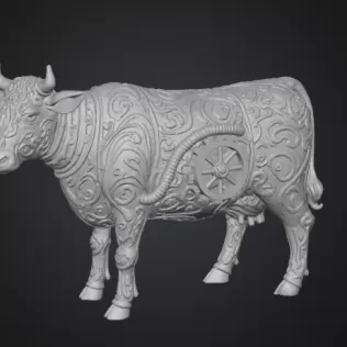 Ornate Bull Statue — Steampunk Filigree Model - Model thumbnail 2