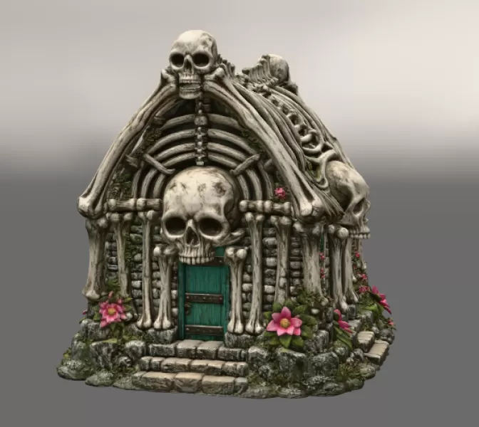 Gothic Bone House STL File for 3D Print - Model preview 5