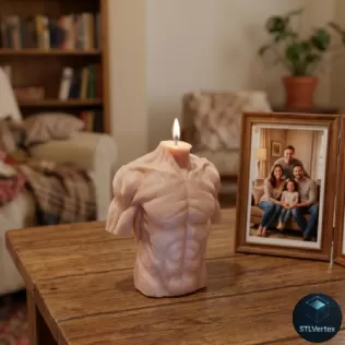 Muscular male torso candle - Model thumbnail 1