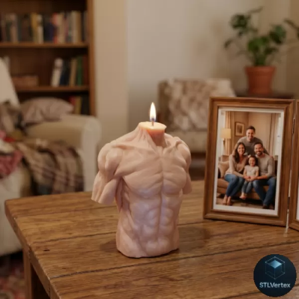 Muscular male torso candle - Model preview 1
