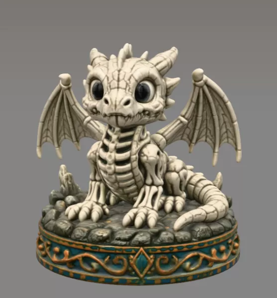 Baby Skeleton Dragon STL File for 3D Print - Model preview 3