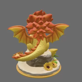 Sun Dragon STL File 3D Printable Fantasy Dragon Figurine - Model thumbnail 5