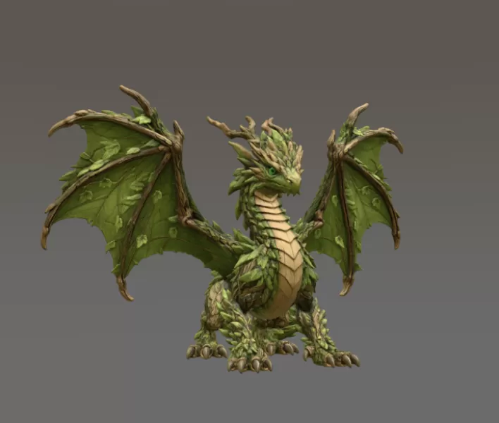 Woodland Guardian Dragon STL File for 3D Print - Model preview 5