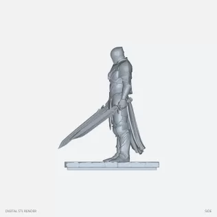 Closed Helmet Dual-Sword Warrior Statue - STL - Model thumbnail 3