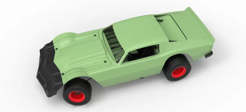 Vintage Dirt late model Race car Version 3 while turning 1:25 - Model preview 4