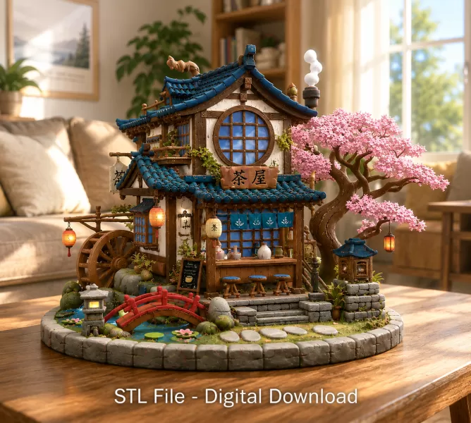 Japanese Tea House STL File for 3D Print - Model preview 1