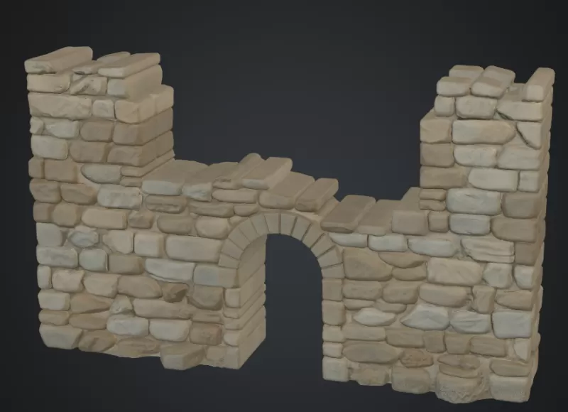Stadtorruine mit tor ,teilweise zerfallen - Model preview 1