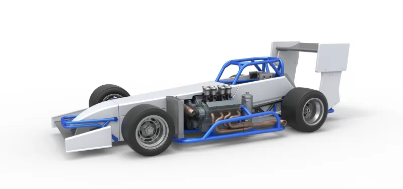 Supermodified front engine race car V4 Scale 1:25 - Model preview 1