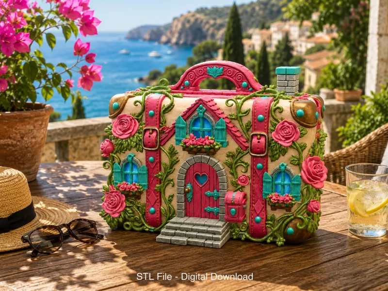 Fantasy Suitcase House STL File for 3D Print - Model preview 2