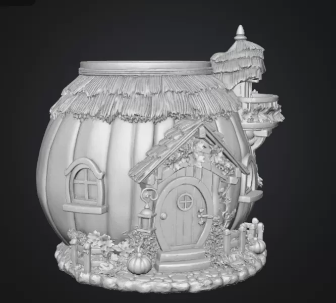 Autumn Pumpkin Cottage Planter STL File for 3D Print - Model preview 15