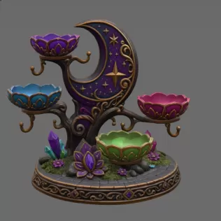 Celestial Moon Jewelry & Key Organizer STL File for 3D Print - Model thumbnail 5