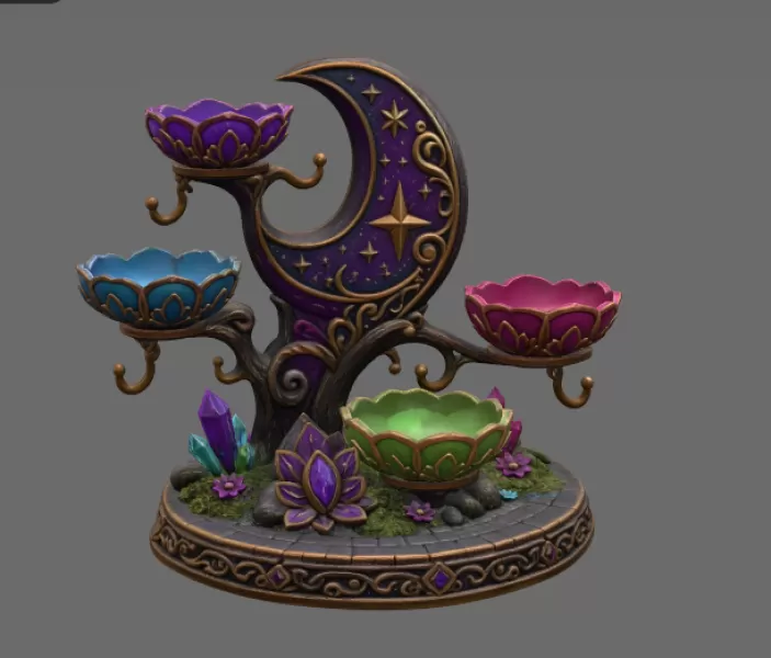 Celestial Moon Jewelry & Key Organizer STL File for 3D Print - Model preview 5