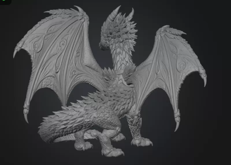 Royal Crimson Dragon STL File for 3D Print - Model preview 11
