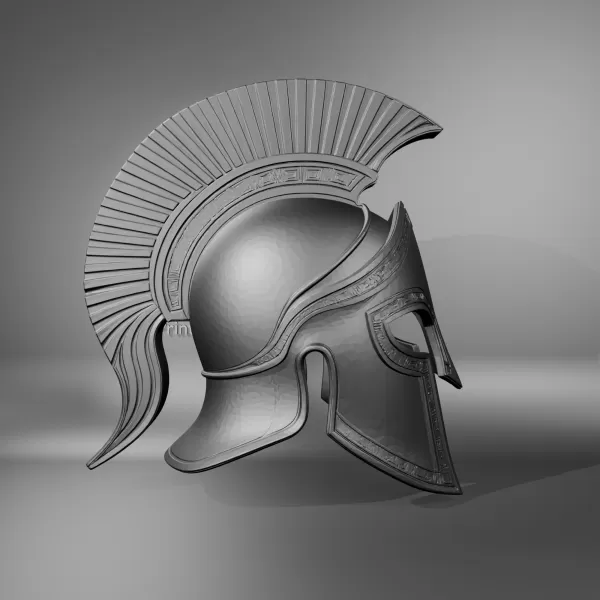Ancient Greek Spartan Warrior Helmet - Model preview 3
