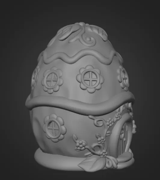 Cute Fantasy Egg House - STL File - Model preview 10