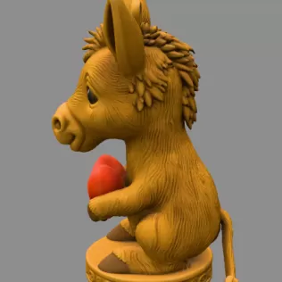 Sweet Donkey with Heart – Adorable 3D Printable Hanging Figurine - Model thumbnail 4
