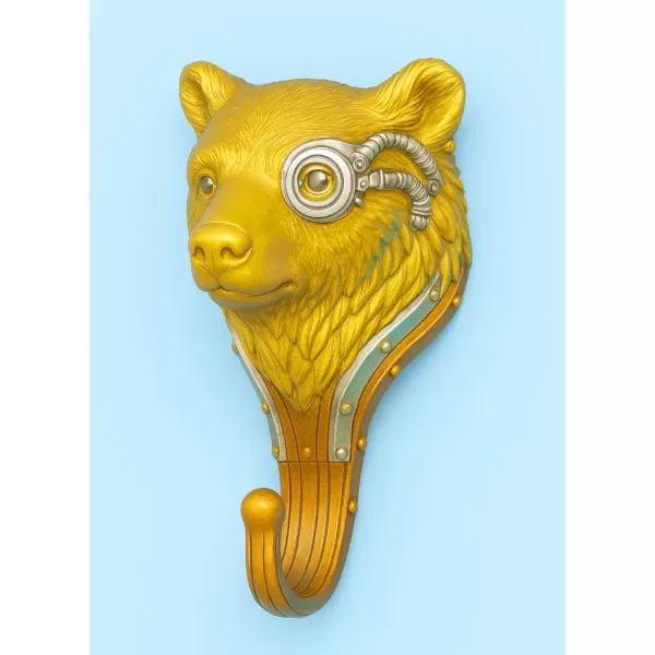 🐻 Steampunk Bear Wall Hook – 3D Print Model (STL) - Model preview 1