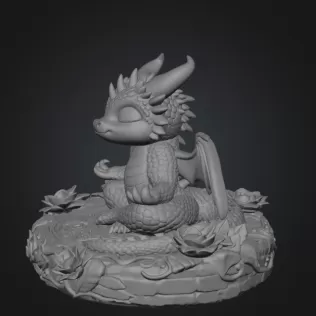 Meditating Baby Dragon STL File for 3D Print - Model thumbnail 9