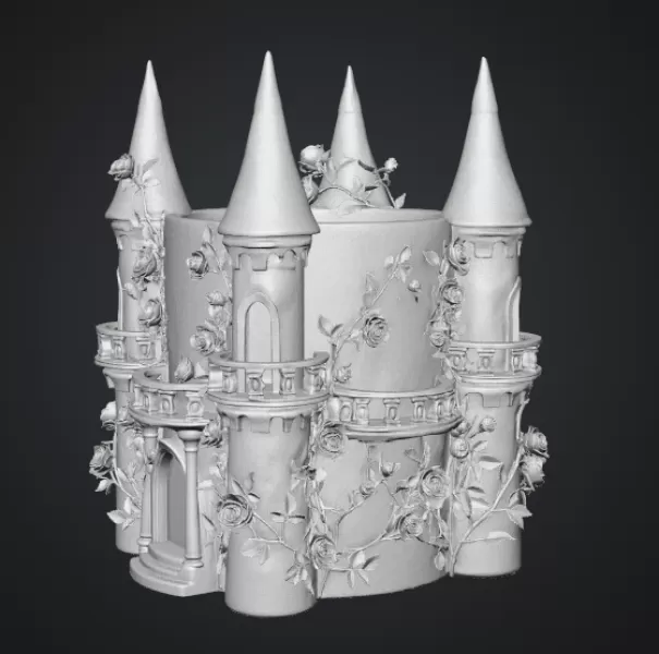 Rose Princess Castle Planter STL File for 3D Print - Model preview 13