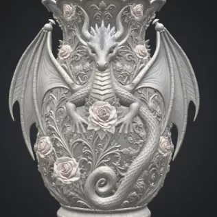 Emerald Rose Dragon Vase STL for 3D Print - Model thumbnail 9