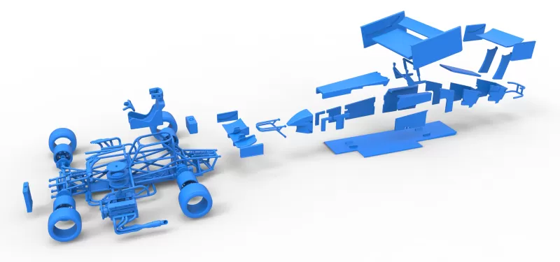 Supermodified front engine Winged race car V4 Scale 1:25 - Model preview 28