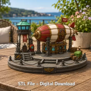 Steampunk Airship Station STL File for 3D Print - Model thumbnail 2