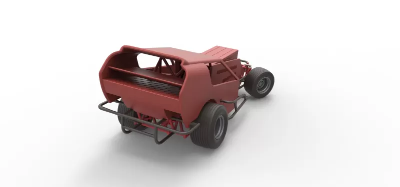 Vintage Dirt Modified stock car Version 4 while turning 1:25 - Model preview 18