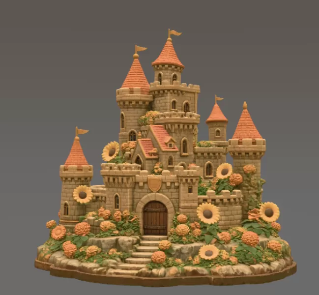 Sunflower Fantasy Castle STL File for 3D Print - Model preview 6