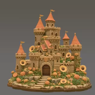 Sunflower Fantasy Castle STL File for 3D Print - Model thumbnail 6