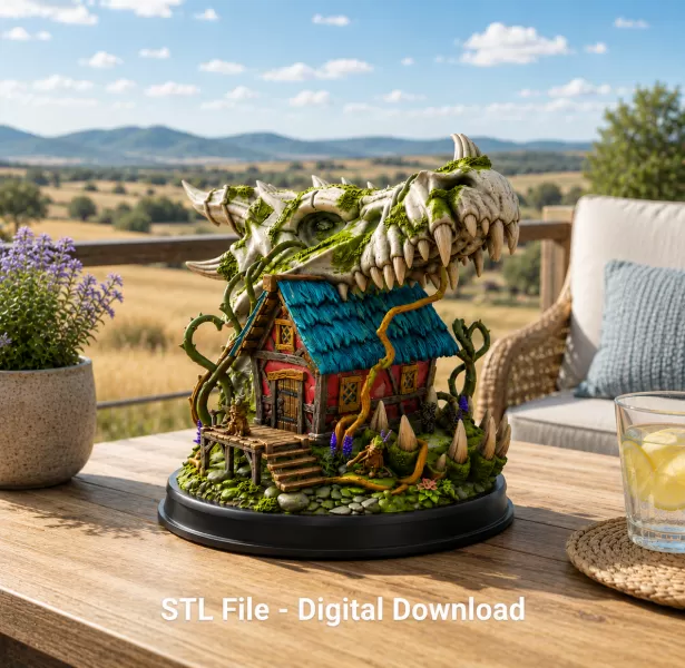 Dragon Skull Cottage STL File for 3D Print - Model preview 1