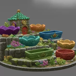 Fantasy Village Jewelry Organizer STL File for 3D Print - Model thumbnail 12