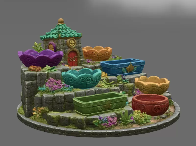 Fantasy Village Jewelry Organizer STL File for 3D Print - Model preview 12