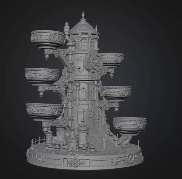 Steampunk Key & Jewelry Organizer STL File for 3D Print - Model preview 16