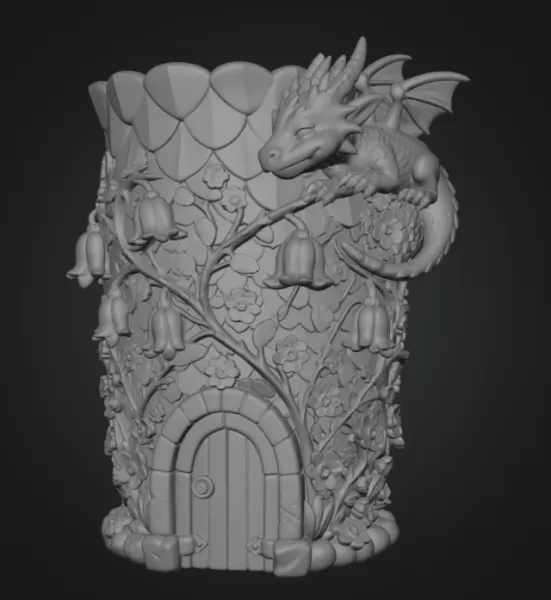 Enchanted Dragon Flower Tower Vase - Model preview 16